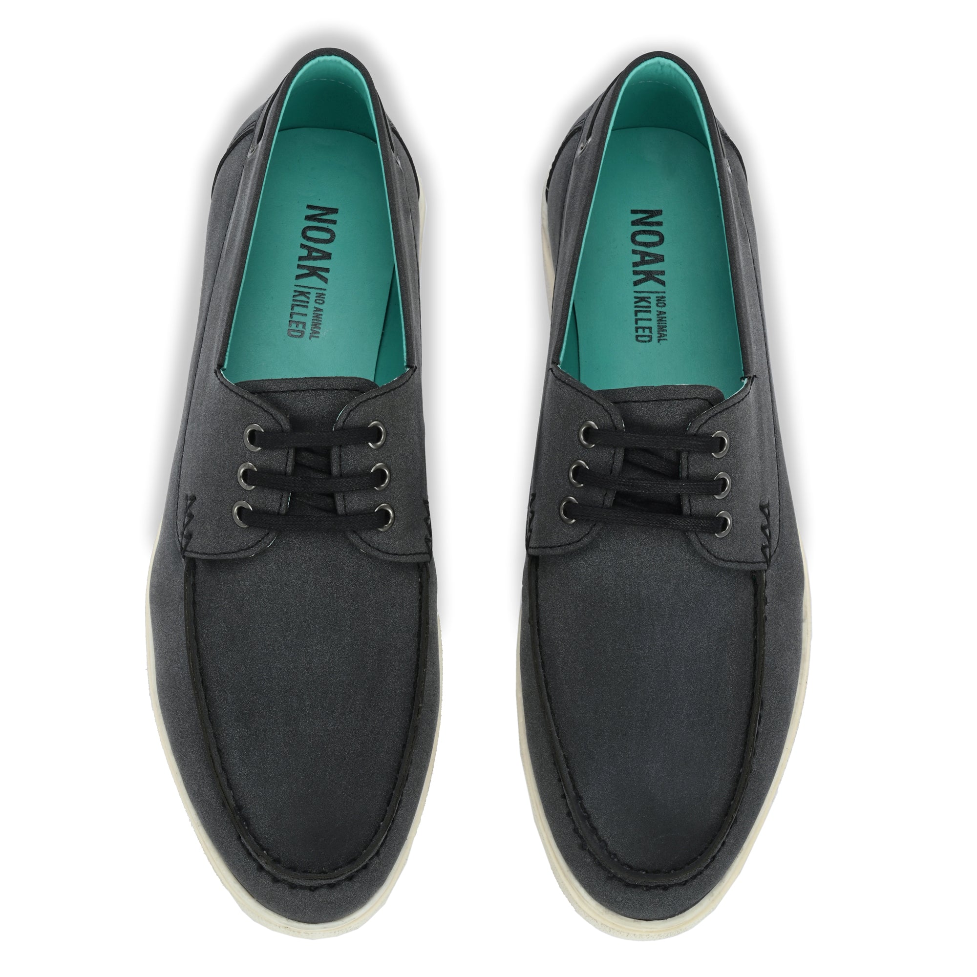 Noak NOAK BLACK ORGANIC CACTUS LEATHER BOAT SHOE