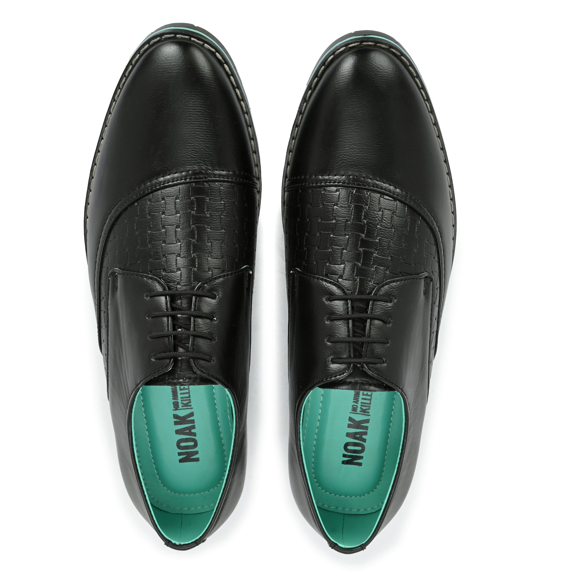 Noak NOAK HANDCRAFTED BLACK FORMAL LACE-UP SHOE WITH EMBOSSING UPPER MATERI