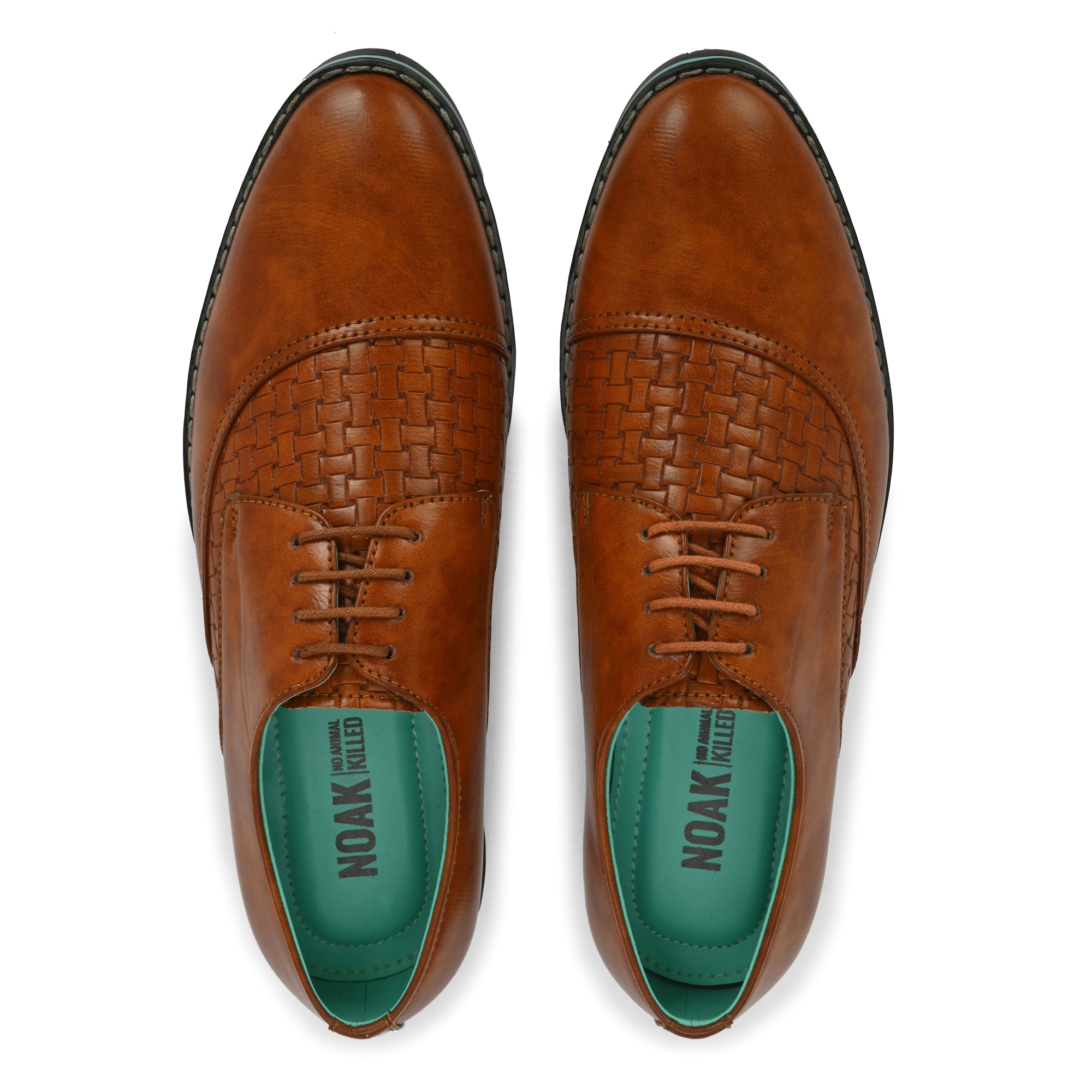 Noak NOAK HANDCRAFTED TAN FORMAL LACE-UP SHOE WITH EMBOSSED UPPER MATERIAL