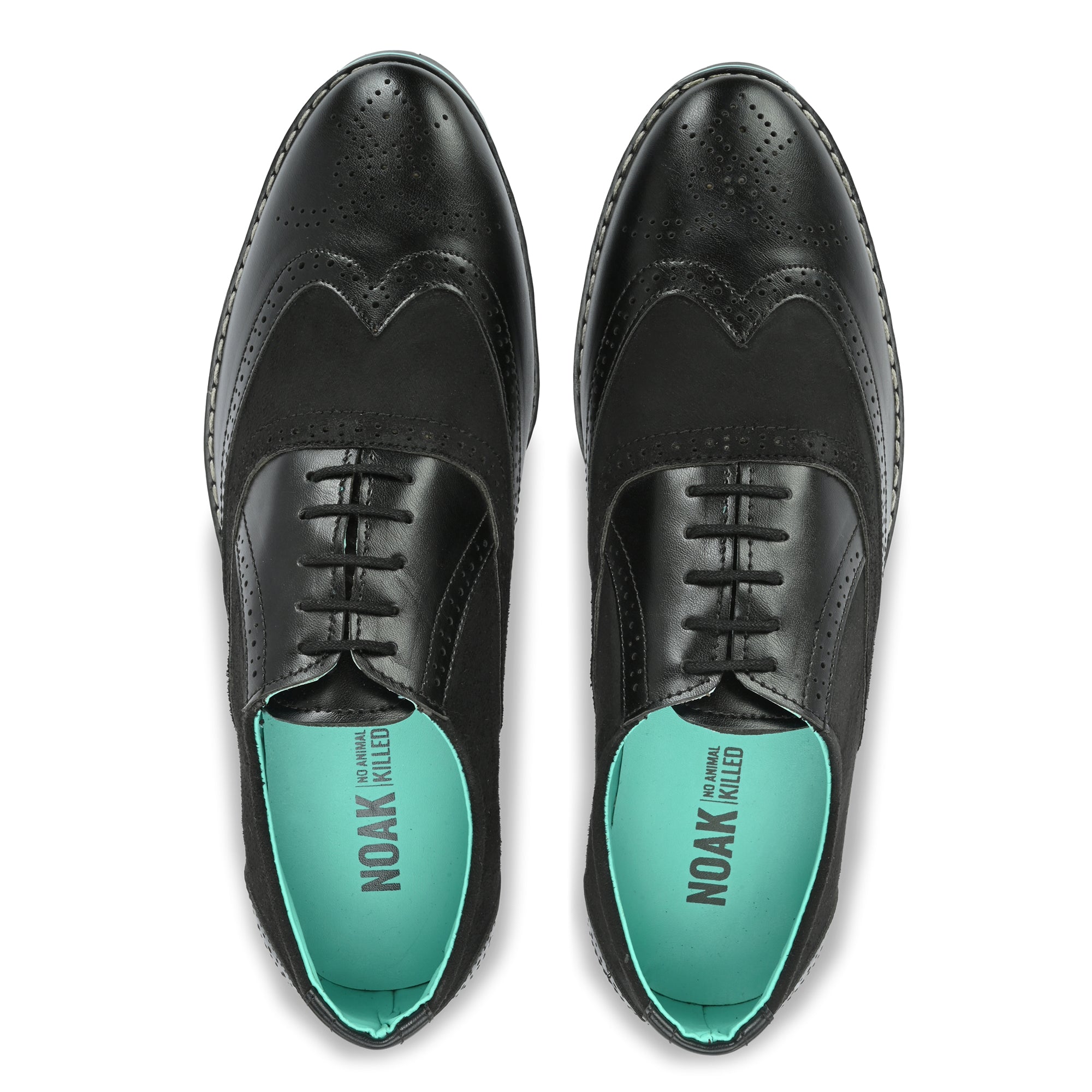Noak NOAK HANDCRAFTED BLACK FORMAL LACE-UP BROGUES DERBY VEGAN SHOE
