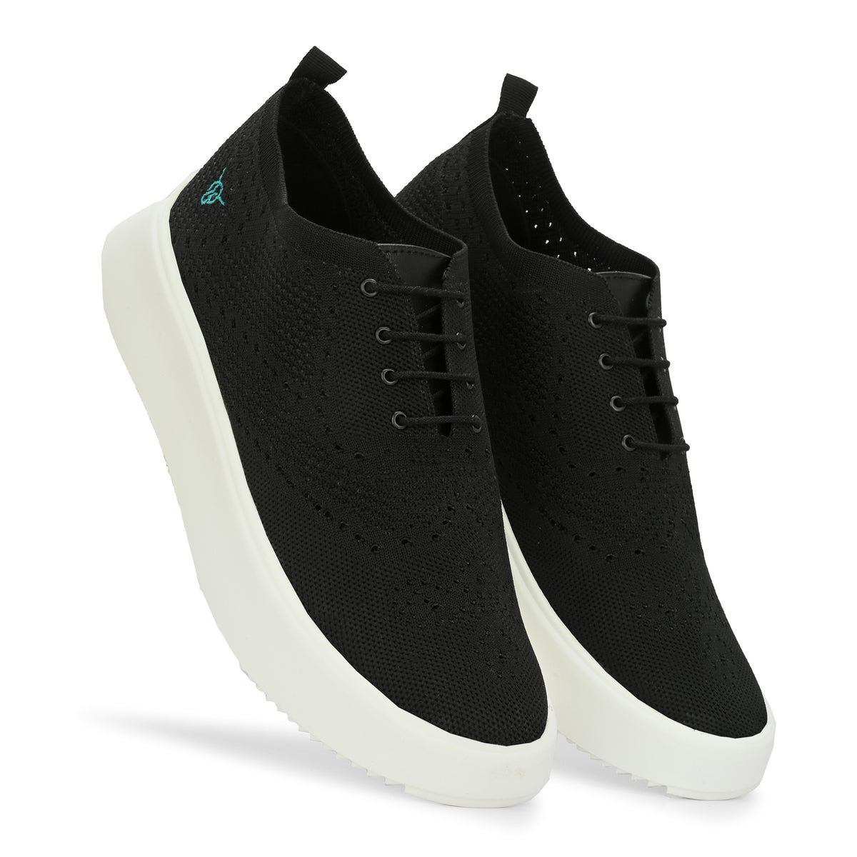 NOAK BLACK SUSTAINABLE MATERIAL WAVE KNIT LACE-UP SHOE