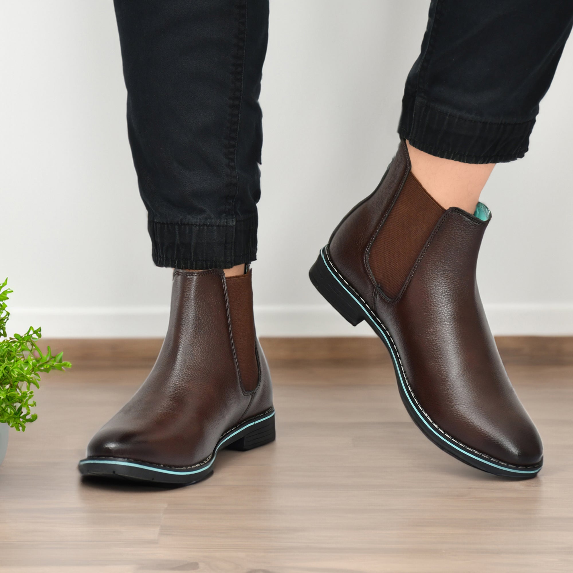 Noak NOAK HANDCRAFTED BROWN FINE MILD GRAIN VEGAN LEATHER CHELSEA BOOT